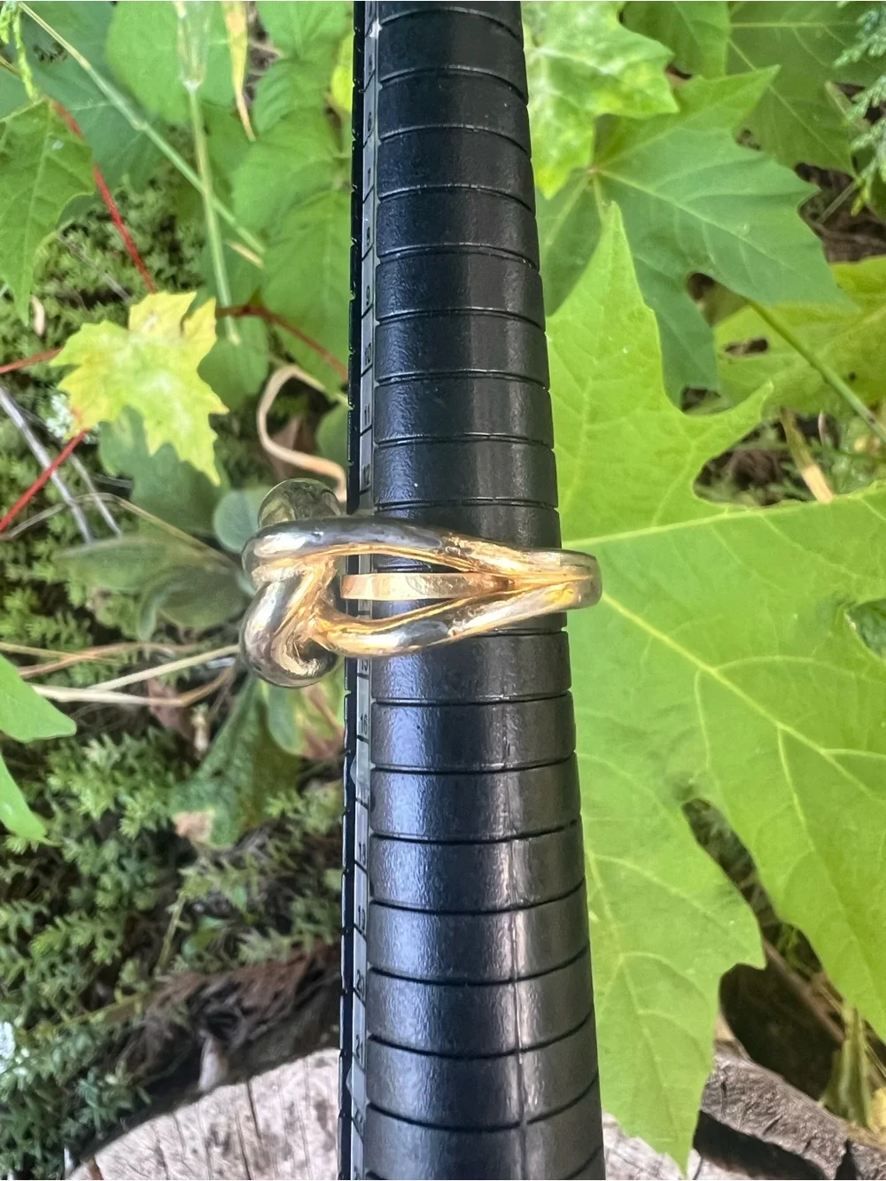 Twisted Link Statement Ring - Gold Tone